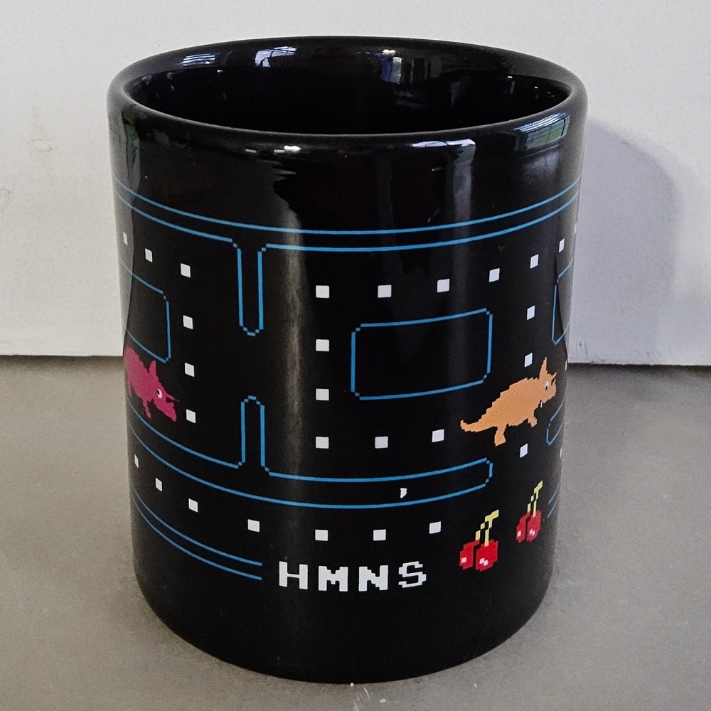 HMNS Dino-Man Arcade Game Black Coffee Mug Video‎ Game Characters
